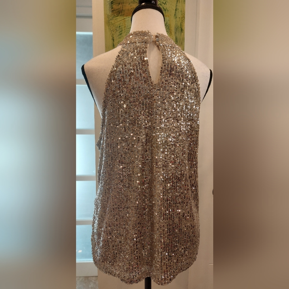 Cable & Gauge Silver Sequin Halter Dress - Picture 4 of 8